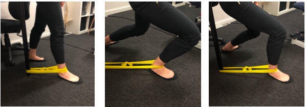 Theraband ankle dorsiflexion mobility drill