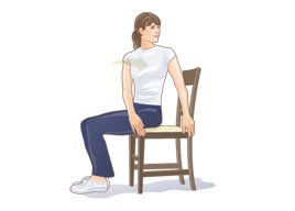 A great stretch you can perform from your chair at work is an upper back rotation stretch
